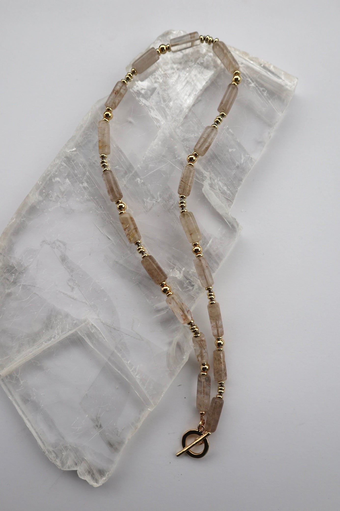 Rutila – Rutilated Quartz Cylinder Necklace