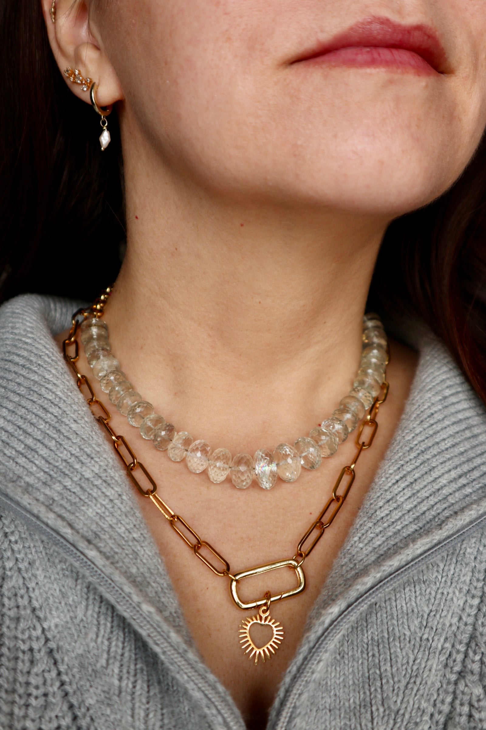 Clarae – Green Quartz & Gold Chain Necklace