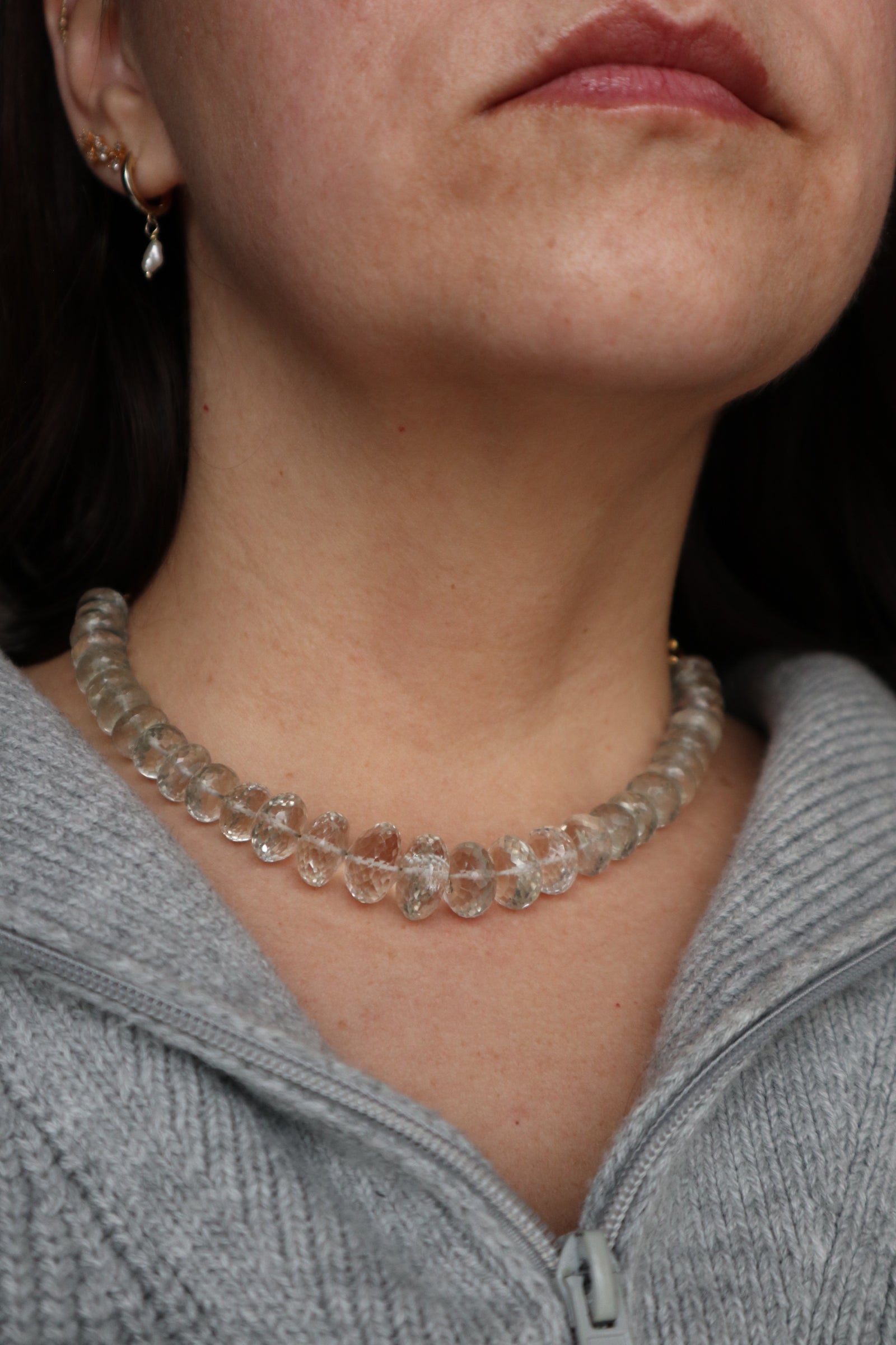 Clarae – Green Quartz & Gold Chain Necklace