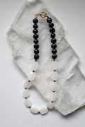 Azurea Noir – Clear Quartz and Black Pearl Necklace