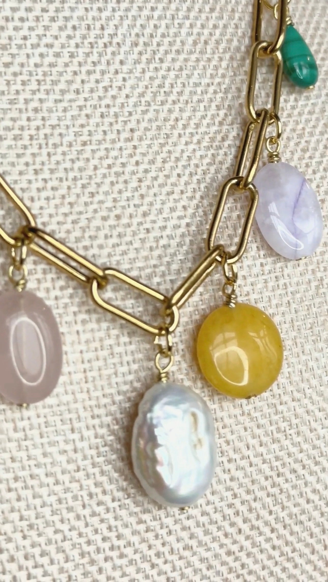 Elavene Mixed Gemstone Charm Necklace by Auréád Designs
