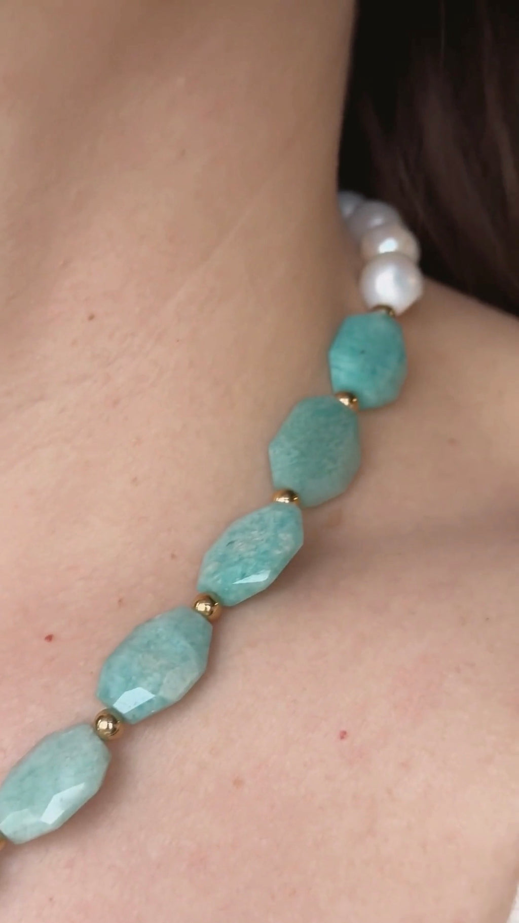 Azurea Maren Amazonite and Freshwater Pearl Necklace by Auréád Designs