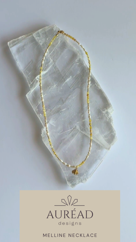 Melline – Yellow Opal, Pearl & Bee Charm Necklace