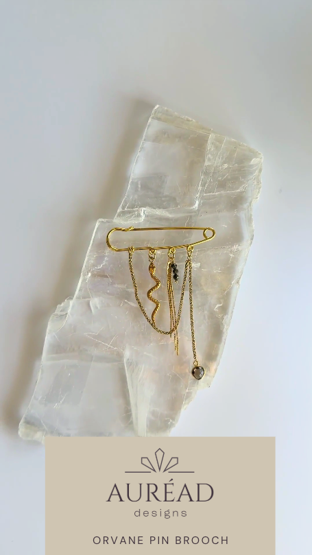 Orvane – Smoky Quartz & Snake Charm Pin Brooch