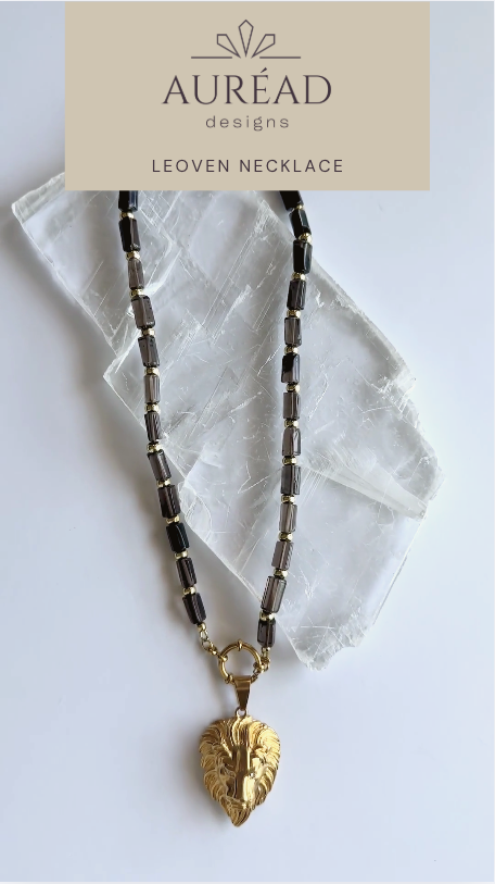 Leoven – Smoky Quartz & Lion Pendant Necklace